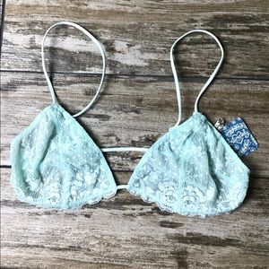 NWT Free People Light Blue Lace Bralette Large